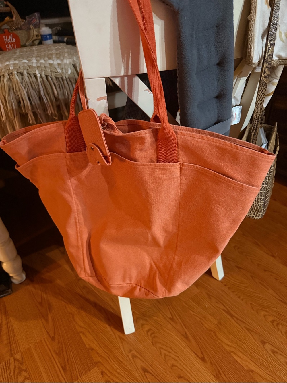 Canvas Tote Bag in orange - Casual Everyday Carry extra large - Picture 2 of 5